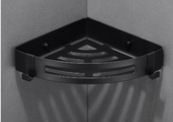 全城熱賣 - 免打孔304不銹鋼浴室置物架（304不銹鋼三角籃-全包帶鉤單層黑色）