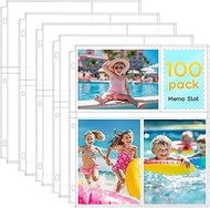 Fabmaker 100 Pack 4x6 Photo Sleeves for 3 Ring Binder - 600 Photos, Clear Album Refill Pages, Acid F