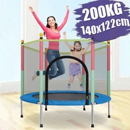1.4M Trampoline for Kids and Adult withProtective Net Jumping Bed Outdoor Trampolines Exercise Fitness Equipment Bed