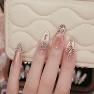 纯手工穿戴甲猫眼光疗立体锆石钻爆闪满钻纯手作美甲Pure hand-worn nail cat's eye phototherapy stereo zircon drill艺祥缘饰品店20251105