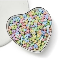 (Ready Stock) 95pcs 4x6.5mm Mix Pastel Colour Beans Acrylic Candy Macaron Beads Bean Nut Peanut Spac