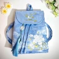 Han Elements Embroidery Backpack Female Spring Summer Cream Color Antique Backpack Hanfu Casual All-