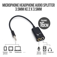 MICROPHONE HEADPHONE AUDIO SPLITTER 3.5mm to 2 X 3.5mm 16CM - FA297