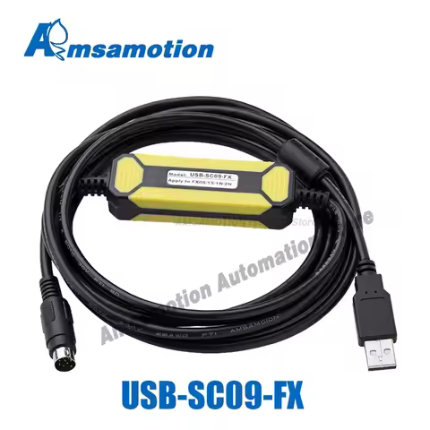 AMSAMOTION USB-SC09-FX For Mitsubishi PLC Programming Cable Compatible FX-USB-AW Data Communicate FX