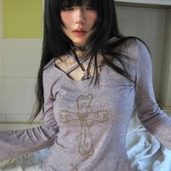 y2k y2k Women's Clothing Translucent Tops Hot Girls Clothes American Style y2k Millennium Purple Wom