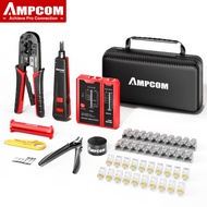 AMPCOM Ethernet Crimping Tool Kit for CAT6/CAT5e RJ45 Connector with Wire Stripper/Punch Down Tool/T