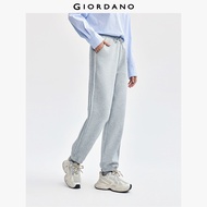 GIORDANO Women Joggers Pleated Drawstring Elastic Waist Athleisure Joggers Solid Color Simple Fashio