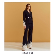 [asava ss23] Asava Signature Lace Pants กางเกงผู้หญิง ขายาว ทรงตรง เอวสูง แต่งชายผ้าลูกไม้ ซิปหน้า