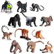 QIUJUU 6PCS Lifelike Monkey Model Realistic Zoo Scenes Educational Toys Simulation Gibbon Cubs