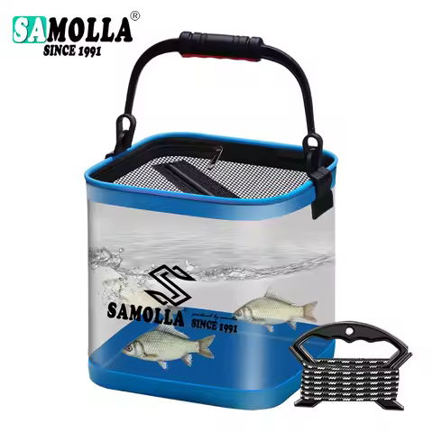 SAMOLLA 8L/14L Transparent Fishing Bucket Portable Folding Peche Storage Box EVA Live Fish Bag Foldi