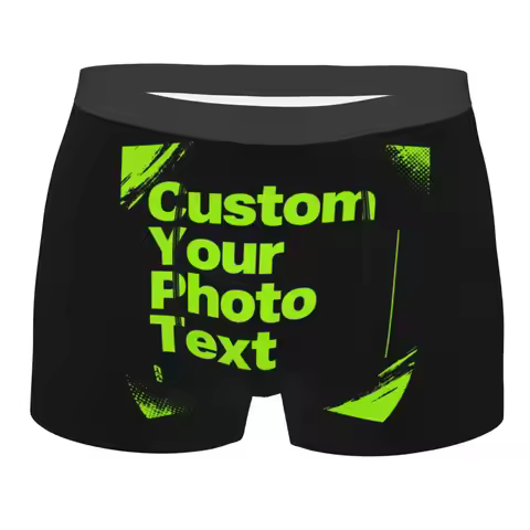Custom Custom Your Photo Logo Text Underwear Men Breathable Boxer Briefs Shorts Panties Soft Underpa