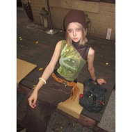 y2k T-Shirt y2k Women's American Retro Top y2k y2k y2k Clothes Butterfly Print Stretch Gauze Vest T 