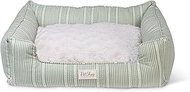 Fringe Studio "Block Stripe Dusty SAGE 29" W x 24" D x 9" H Medium Rectangular Cuddler Pet Bed W/Rev