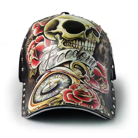 Cool Men Women Skull Print Rivets SunShade Baseball Cap Summer Outdoor Sports Sunscreen Hip Hop Adju
