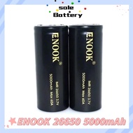 Enook 3.7V 26650 Rechargeable Battery 5000mAh 60A Li-ion lithium Battery Black