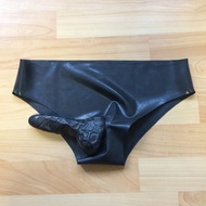 Latex Briefs Underwear dengan kondom zakar lurus getah Fetish parti ketat seluar pendek RPM128