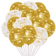 50th Anniversary Decorations 20pcs Happy 50th Golden Anniversary Gold White Latex Balloons for 50th