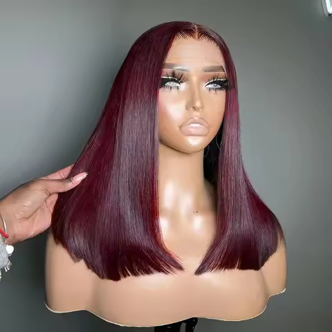 Big Lace Short Bob Wigs Straight 99J Transparent Lace 13x4 Bob Wig Human Hair Wigs 99J Burgundy Wigs