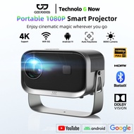 GOOJODOQ Wifi 4k Projector Full HD 1080p 8000 LM Supports Android iOS Syncing Smartphone Screen Home