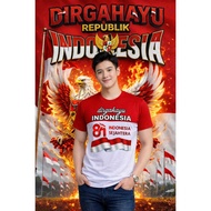 MERAH KATUN 28S COTTON T-SHIRT/ red and white short-sleeved t-shirt 81th Anniversary t-shirt 17 Augu