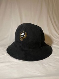 GU x KAPPA 聯名款 雙面戴 兩面穿 漁夫帽 鐘形帽 黑色 滿版花紋