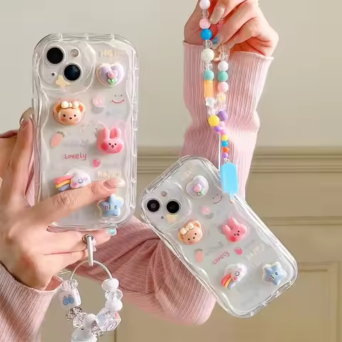 3D Rabbit Bear Cartoon Case For Huawei P30 P40 Lite Nova Y91 Y7A 13 7i 9 11 7 12 10 SE Y70 Y90 Pura 