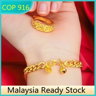 Gelang Tangan Emas Bangkok Cop 916 Original Gelang Tangan Perempuan Viral Murah Korea Rantai Tangan 