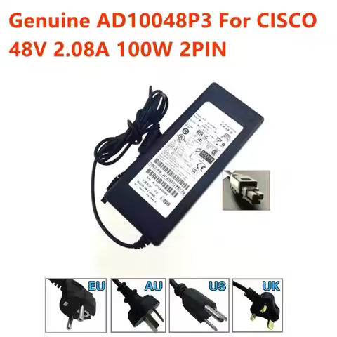 Genuine 48V 2.08A 2PIN AC DC Adapter Power Supply 100W AD10048P3 For CISCO ASA 5505 WLC2106 ASA5505 
