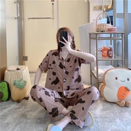 ₪∈#MIU pajama for women terno korean printed sleepwear cotton cartton overlap night wear