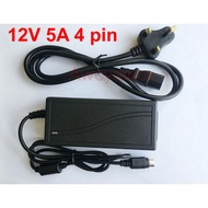 Power Adapter 12V 5A 4pin 12V 5000mA for HikVision DVR CCTV Security Recorder +AC cable