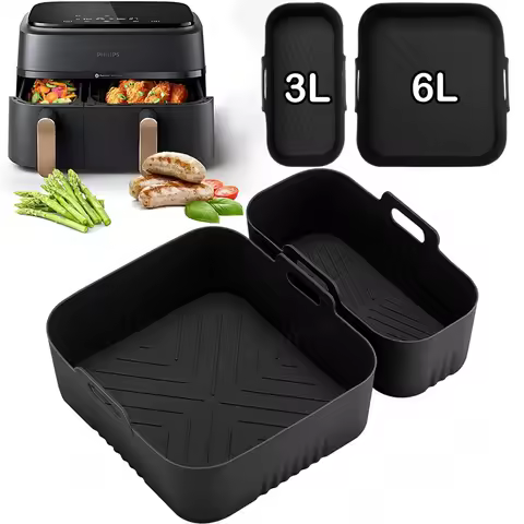 Air Fryer Molds for Philips Dual Basket 3000 Series NA350 6L/3L Reusable Silicone Dish for Philips A