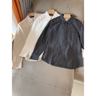 91QJ Loro Piana Old Money Style Early Autumn New Style Solid Color Linen Shirt Men Casual Square Nec
