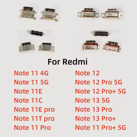 10Pcs/Lot For Xiaomi Redmi Note 13 12 11 11E 11T Pro Plus 4G 5G USB Charging Port Dock Socket Plug C