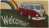 Akizuki Boeki CR-6885 Coir Doormat Rect Outdoor Door Mat, Welcome Bus Red, W 27.6 x D 15.7 x H 0.6 i