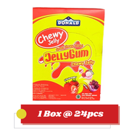 Donald Jelly Gum Box Isi 24 x 25gr Chewy Jelly Assorted Agar Jelly Rasa Bubblegum Cola Yogurt Grape