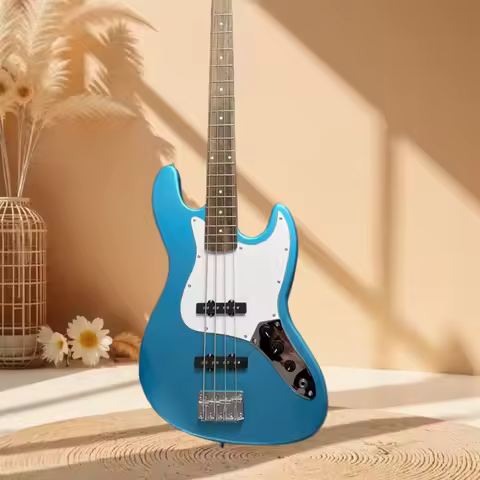 Blue Jazz Bass SQ Alder Wood Body Fixed Bridge Electric Guitar Free Delivery