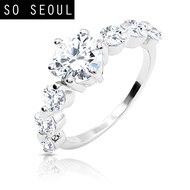 SO SEOUL Angelica Seven-Stone 1.25 CT Diamond Simulant Cubic Zirconia 6 Prong Setting Rhodium Ring