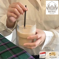 Ins style transparent Vertical Stripe Glass drinking Cup ice latte cup 300ML