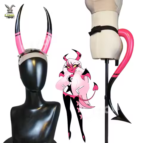New Hazbin Cosplay Hotel Helluva Boss Verosika Mayday Cosplay Women Red Horn Headband Hairpin Prop H