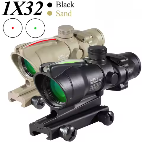 1x32 Green/red True Fiber Optic Sight Tactical Reflex Collimator Rifle Accessories for 20mm Rail Mou