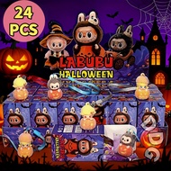 24PCS Labubu Monster Halloween Blind Box  Pendant Carnival Series Sitting Pumpkin Plush DIMOO Keycha
