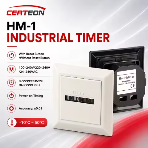 HM-1 Hour Meter Industrial Timer AC24-240V Generator Engine Runtime Counter Backup Generator 0-99999