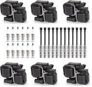 ENA Set of 6 Ignition Coil with 12 Iridium Spark Plug and Wire Set Compatible with Mercedes-Benz Cro