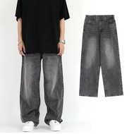 S-5XL Washed retro straight leg wide leg men's and women's loose baggy jeans seluar jeans lelaki 牛仔裤