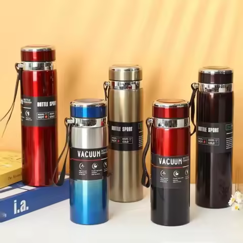 800ml/1000ml 316 Stainless Steel Thermos Cup Sports Home Travel Kettle Portable Sling Kettle Large C