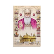 Guru Nanak Portrait Poster Indian Sikh Guru Wall Art Religious Poster Wall Art Paintings Canvas Wall