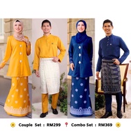 Sedondon Couple Set Raya . Kebaya Songket Printed . Baju Melayu Moden Sakura . Baju Nikah Tunang Pen