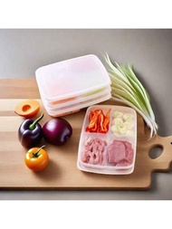 1個4網格食品儲存盒透明食品整理盒保鮮盒,廚房水果蔬菜冷凍盒儲存容器廚房用品