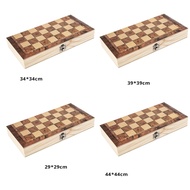 Wooden Foldable 3 in 1 Chess Backgammon Wooden Board Folding Board Game