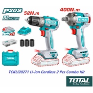 TOTAL TCKLI20271 Li-ion Cordless 2 Pcs Combo Kit Brushless Impact Wrench & Cordless Drill (20V) With